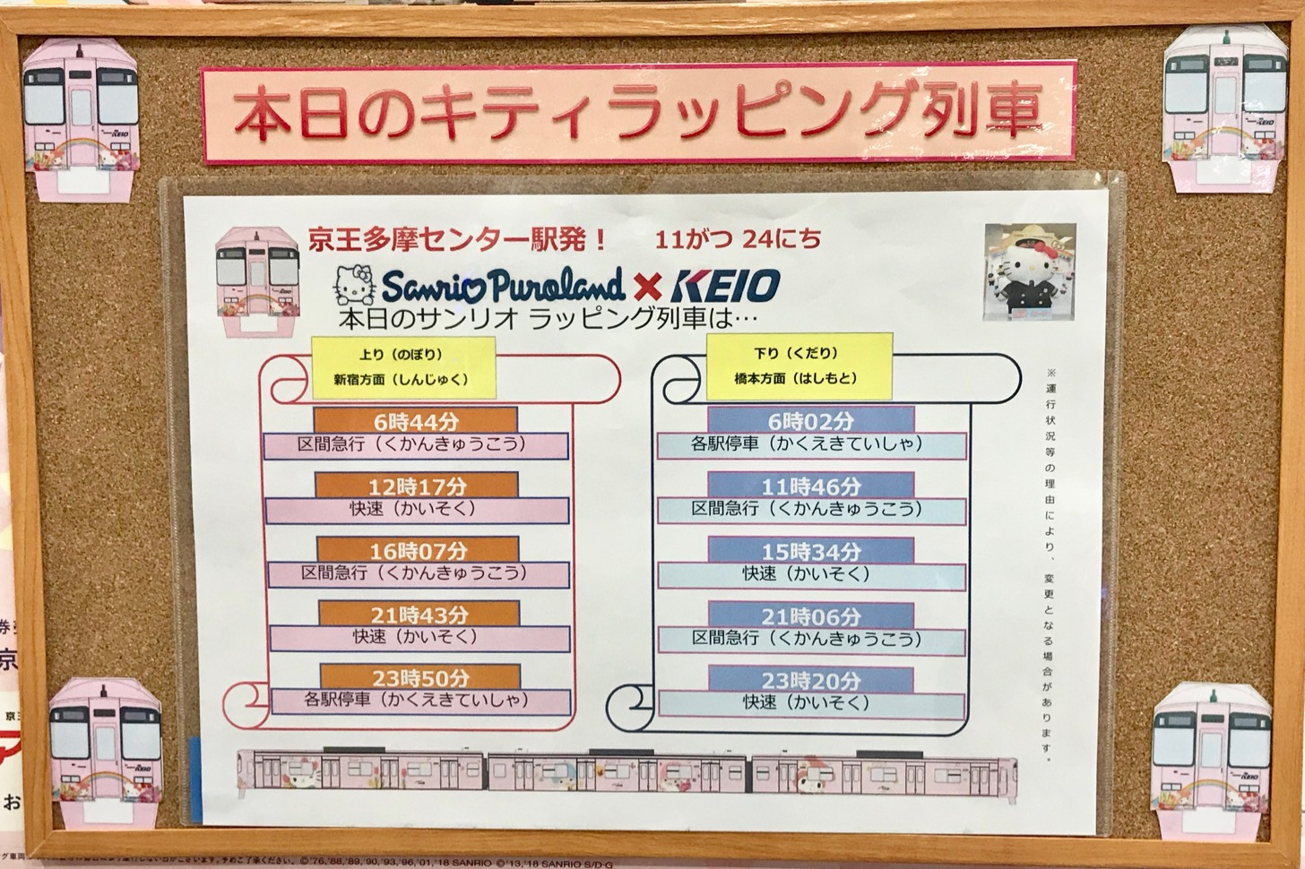 サンリオラッピング電車の時刻表