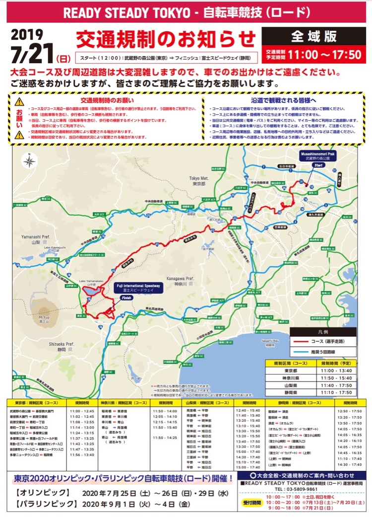 7/21開催】東京2020自転車ロードレーステストイベントに伴い交通規制が 