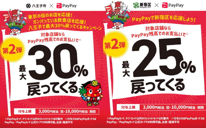 八王子市、新宿区などで「PayPay」自治体応援プロジェクトが1月開催。最大30%が還元