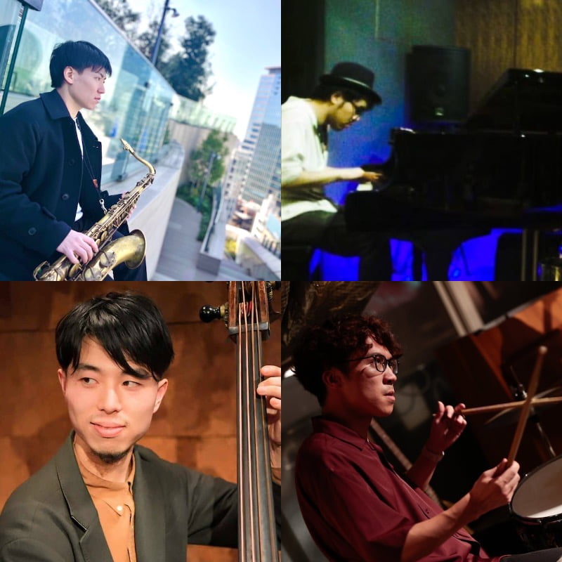 沢田 優作(tenor sax)さん、福島 誠(piano)さん、千葉 征央(bass)さん、山田 祐輔(drums)さん