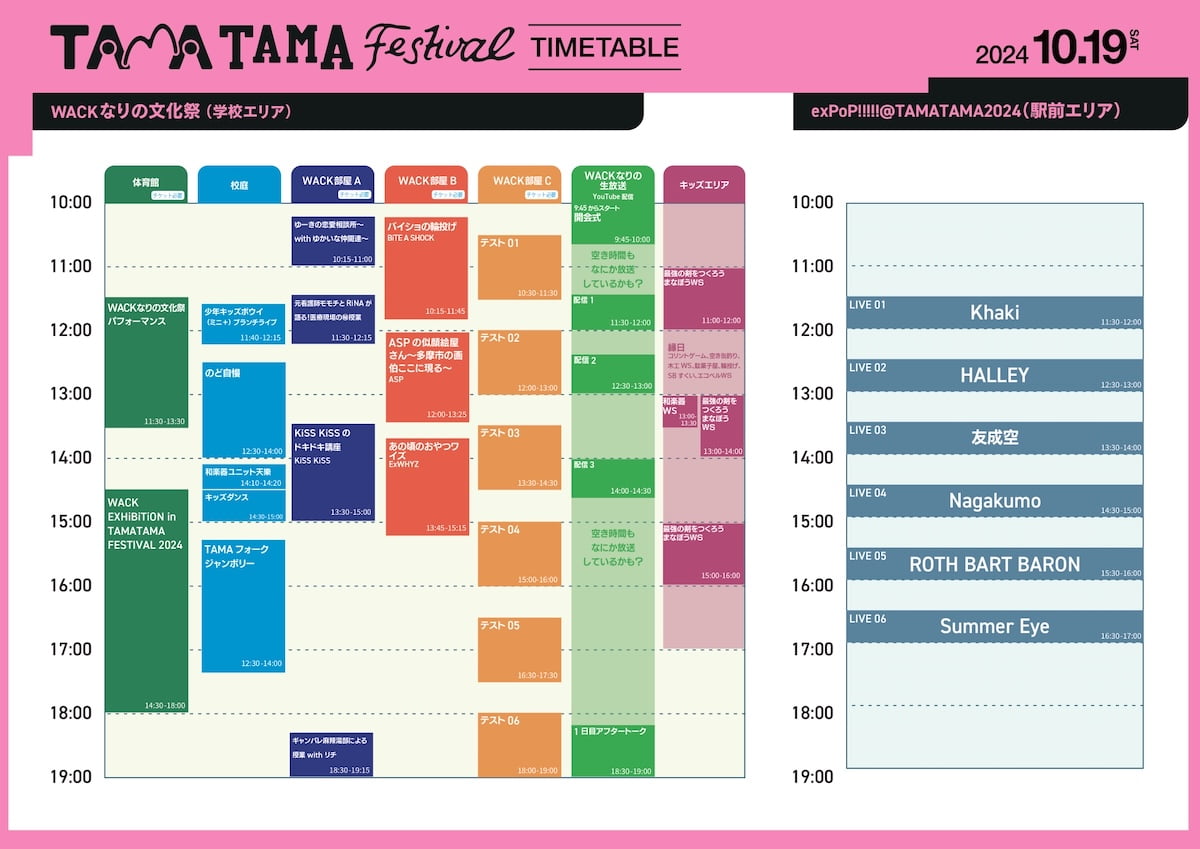 10/19(土)のタイムテーブル
