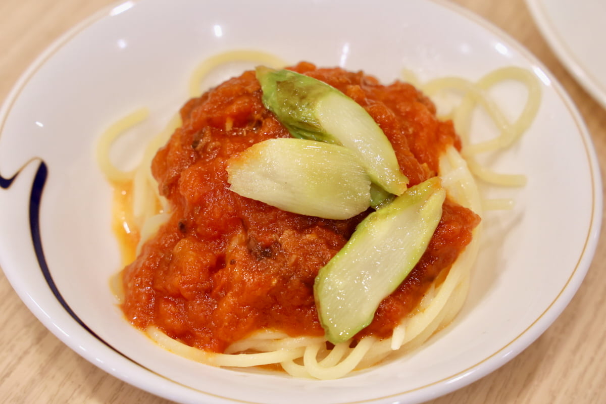 ベーコンとアスパラガスのパスタ