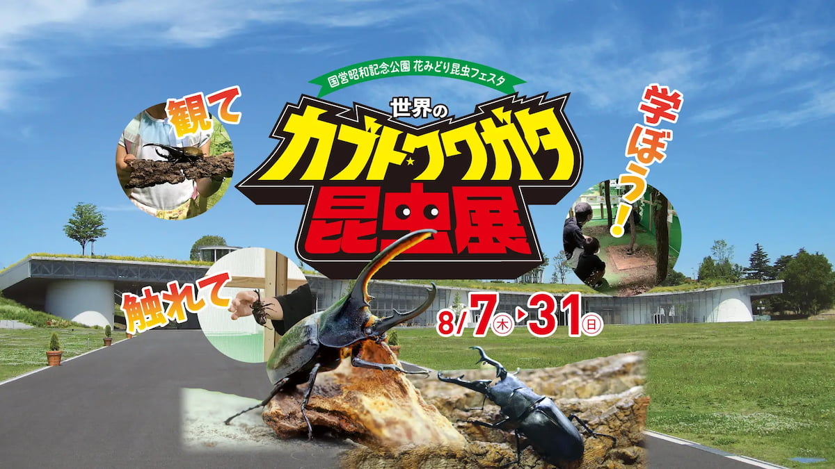 夏休みの自由研究にも!昭和記念公園で「世界のカブト・クワガタ昆虫展」が8/7(木)から開催