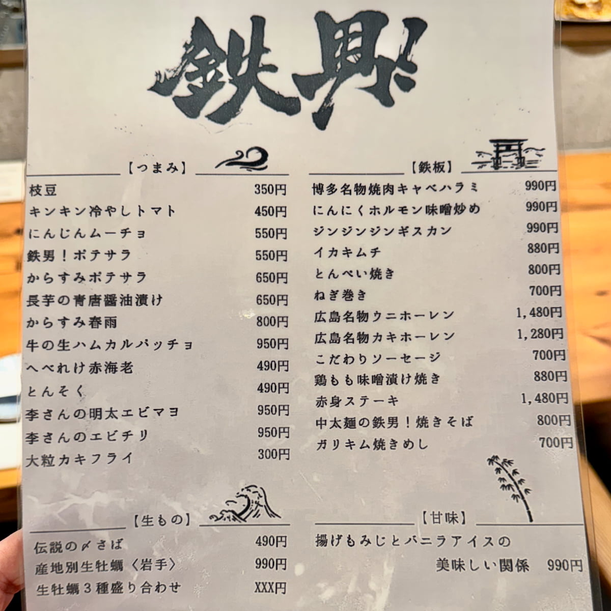 鉄男!-TETSUO-|屋台風の鉄板居酒屋メニュー