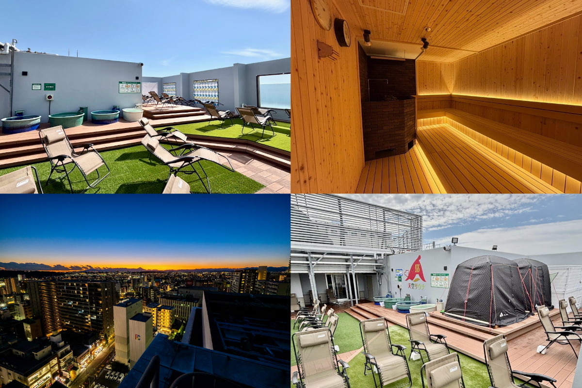 「RAKU SPA Station 府中」天空エリアと天空サウナ、テントサウナも