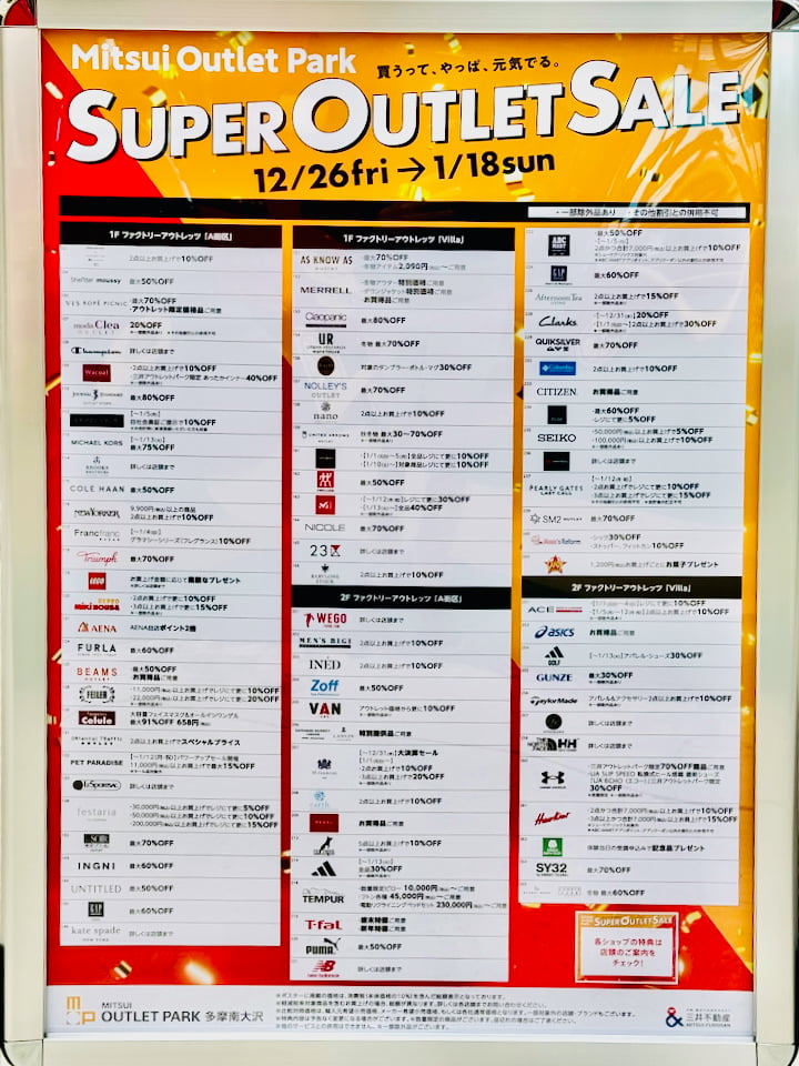 最大80％OFFの「SUPER OUTLET SALE」