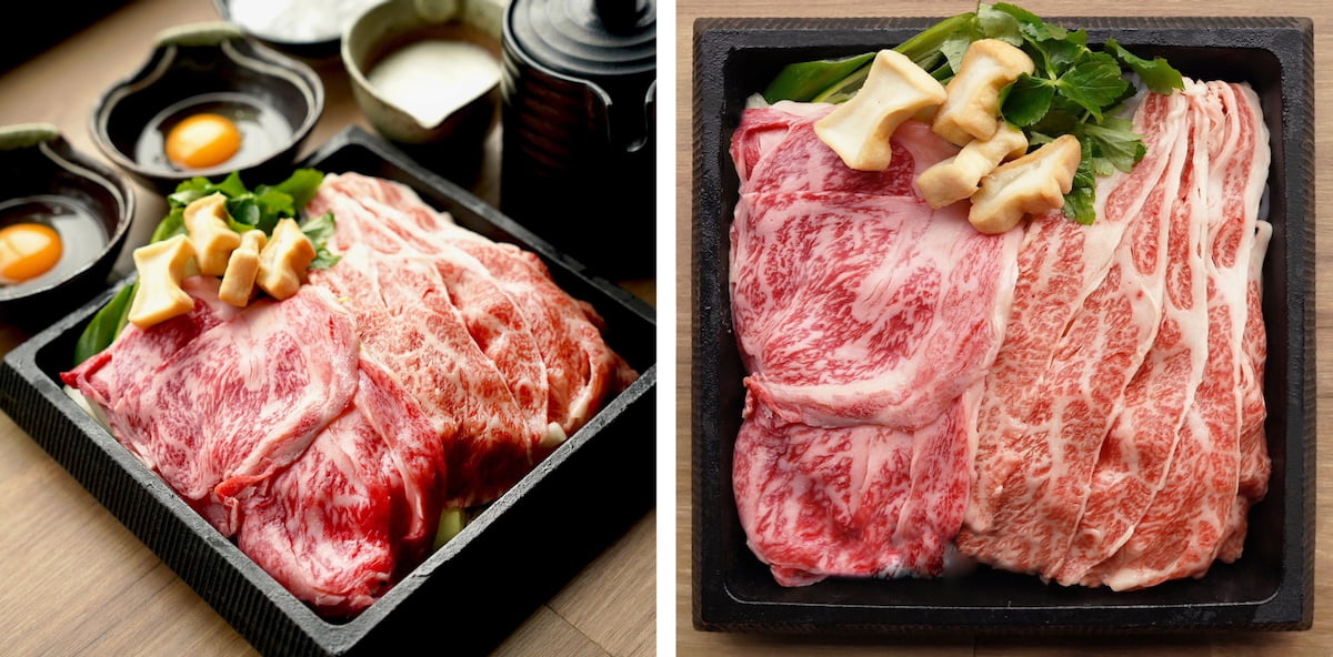 【ディナーメニュー】すき焼き 黒毛和牛バラ＆黒毛和牛特上ロース（特） ※2人前から