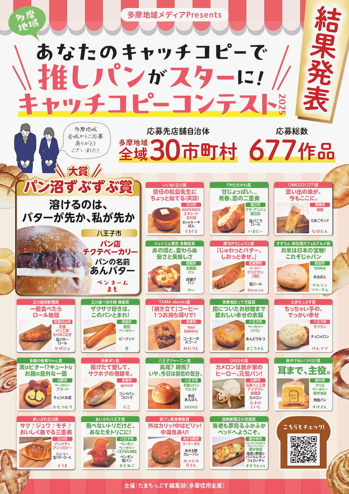 多摩ポン賞は「apricot」の“コッペパン コロッケ”に決定！多摩地域キャッチコピーコンテスト2025が発表！