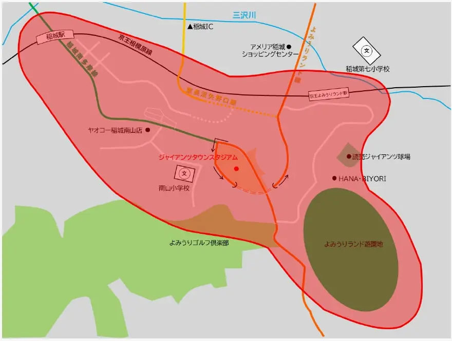 対象区域（稲城市HPより）
