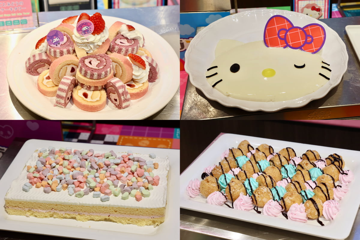 「いちごとぶどうのロールケーキ」や「キティのウィンク♡ミルクプリン」など、「カラフルピューロランド」