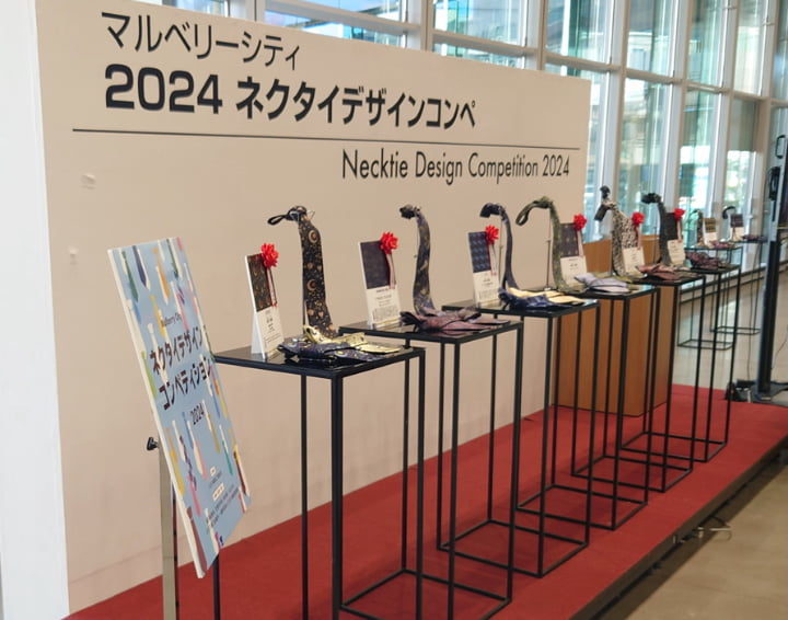 学生の感性が光るネクタイデザインも展示