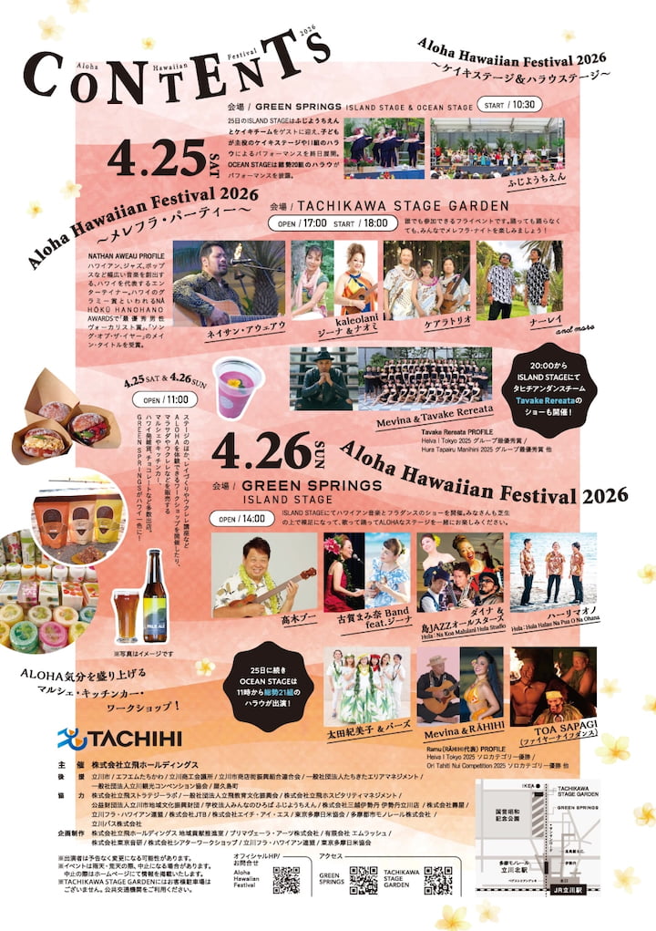 立川「アロハ ハワイアン フェスティバル2026」が4/25(土)から開催!街がハワイに染まる2日間 ステージ