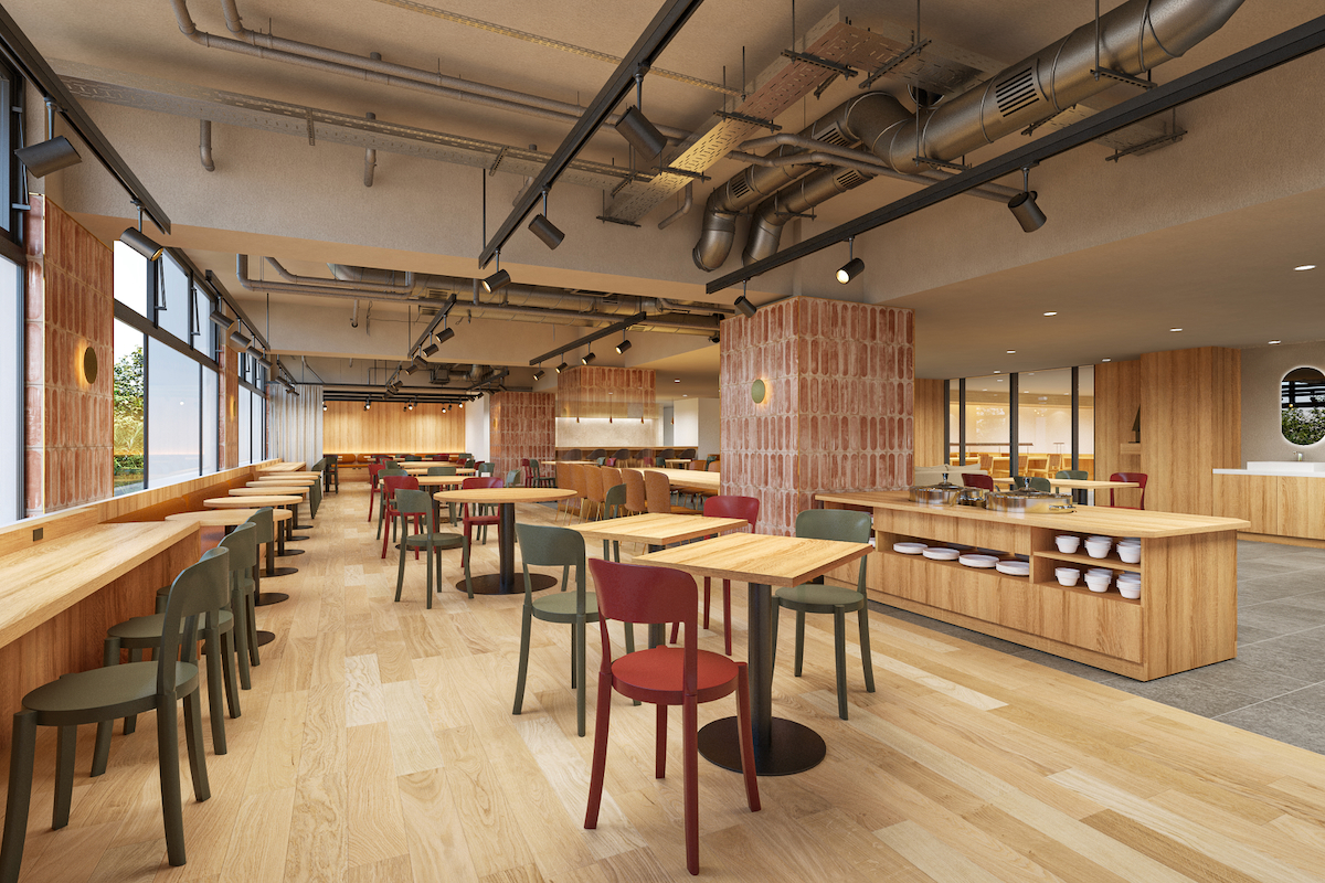 多摩モノレール沿線に大型学生寮「ドーミー八王子大塚」誕生！交流もプライベートも充実の330室　オールデイダイニング（イメージ）