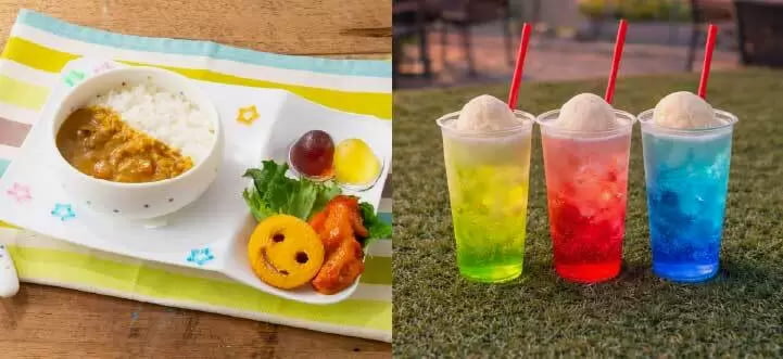 キッズランチプレート（うどん・カレー）、クリームソーダや瀬戸内レモネード、アイスキャンディ