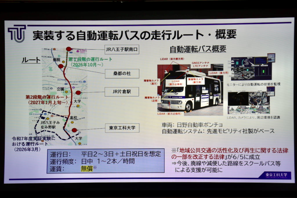 八王子駅から「桑都の杜」を結ぶルートで2026年10月の運行開始を目指す