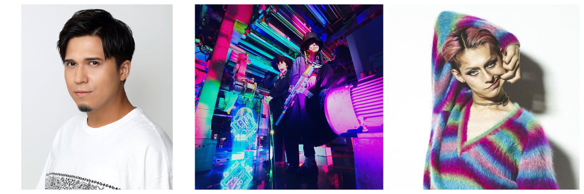 (左から)木村昴さん(声の出演)、FAKE TYPE.(メインテーマ曲制作)、Harrisさん(振付・演出)
