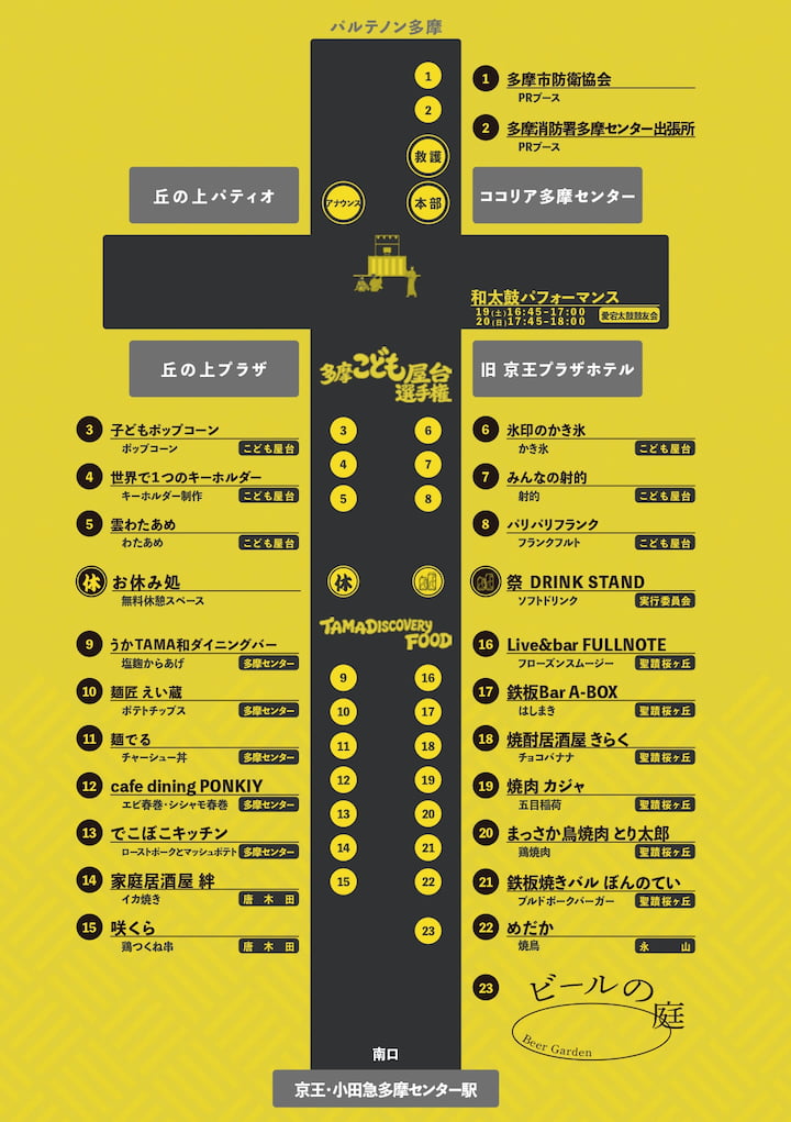 「第46回 落合夏祭盆踊り大会」の会場マップ